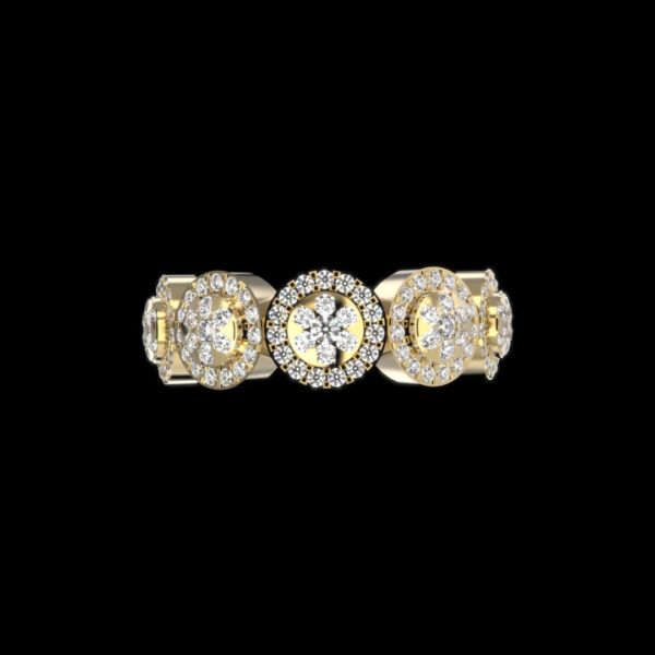 Celeste Ring with clustered diamonds and floral gold design