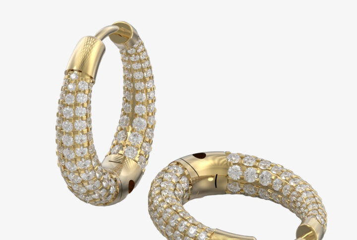 "Detailed close-up of Nova Diamond Earrings showcasing the brilliance of the high-quality diamonds."