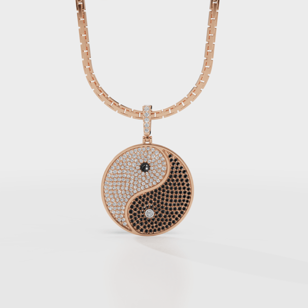 Yin-Yang Harmony Ring with sparkling diamonds, symbolizing balance and unity in a timeless design.