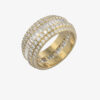 a gold ring with diamonds