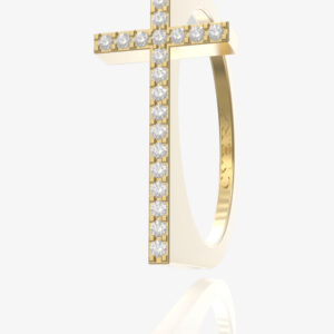 Faith Diamond Ring featuring a cross design with shimmering diamonds, symbolizing elegance and spirituality.