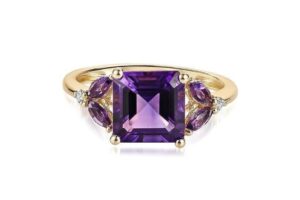 Amethyst Diamond Ring