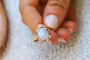 Moonstone Diamond Ring